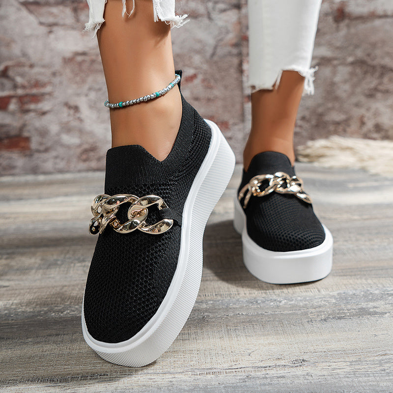 Chain Flats Shoes for Women – Breathable Mesh Perfection