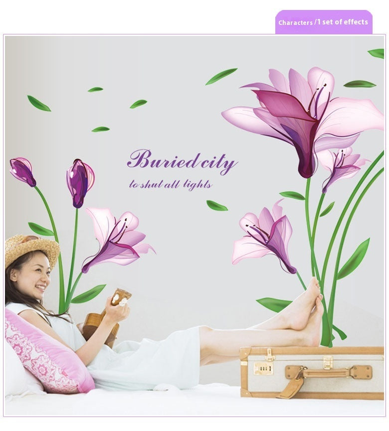 Purple Flower Wall Sticker – Romantic TV Wall Decoration  Bring a touch of nature and romance into your home – effortlessly!