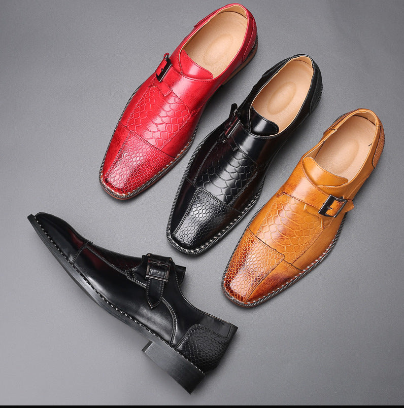 Spring Low-heel Belt Buckle Business Single Shoes for Men