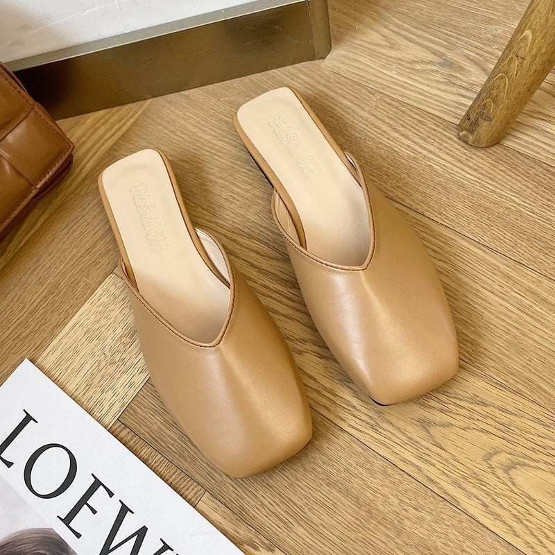 Gentle Wind Thick Heel Baotou Sandals & Slippers