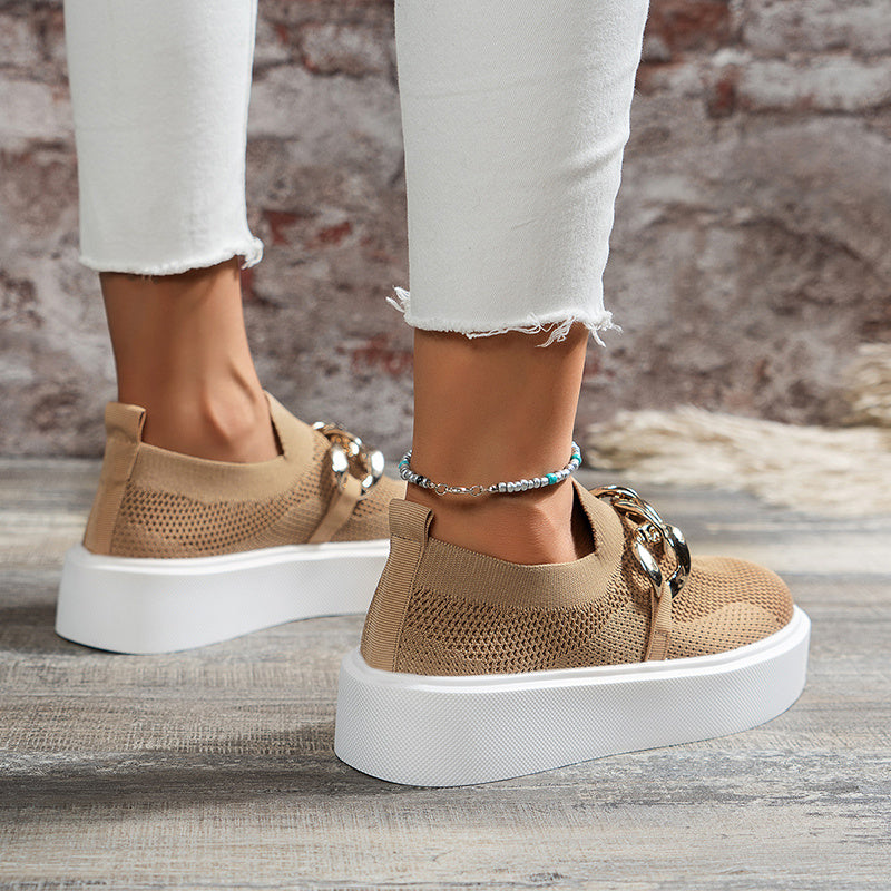 Chain Flats Shoes for Women – Breathable Mesh Perfection
