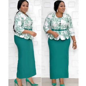 Two Piece Set for Women – Dashiki Long Maxi Dress & Skirt Set