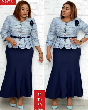 Two Piece Set for Women – Dashiki Long Maxi Dress & Skirt Set