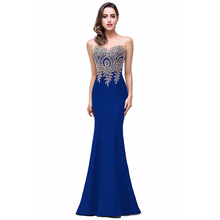 Bridesmaids Sexy Back Hollow Appliqué Fishtail Dress
