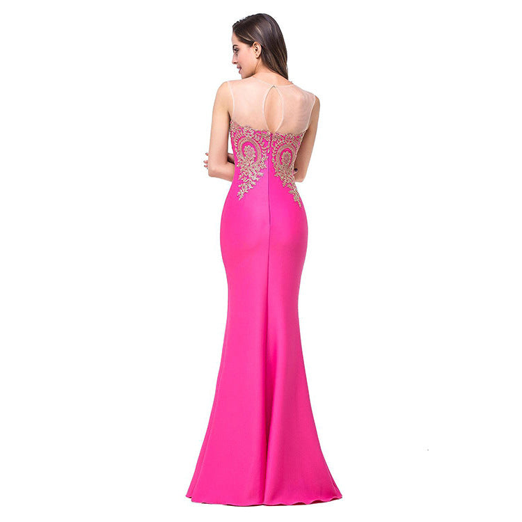 Bridesmaids Sexy Back Hollow Appliqué Fishtail Dress