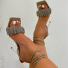 Large Size Women's Rhinestone High Heel Sandals