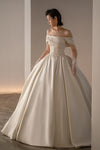 Women's Satin Off-Shoulder Retro Fashion Trailing  Princess Dress