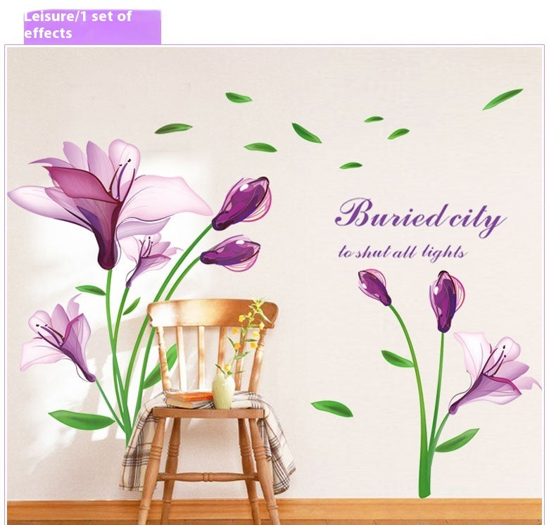 Purple Flower Wall Sticker – Romantic TV Wall Decoration  Bring a touch of nature and romance into your home – effortlessly!