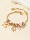 💖 Elegant Gold Butterfly & Heart Beads Bracelet – Adjustable & Sparkling