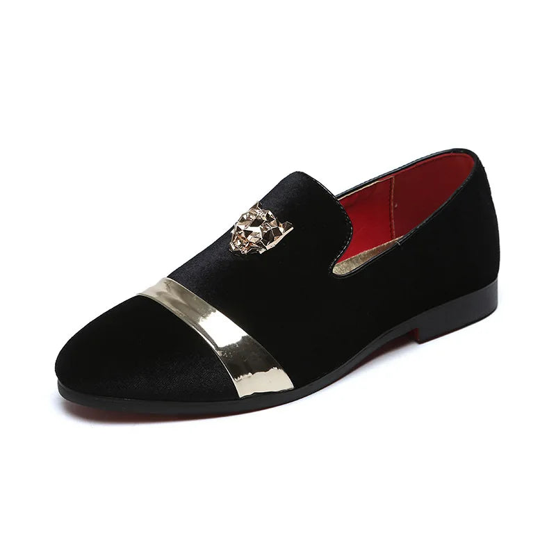 Men’s Fashion Tiger Gold Metal Loafers – Perfect for Weddings & Parties