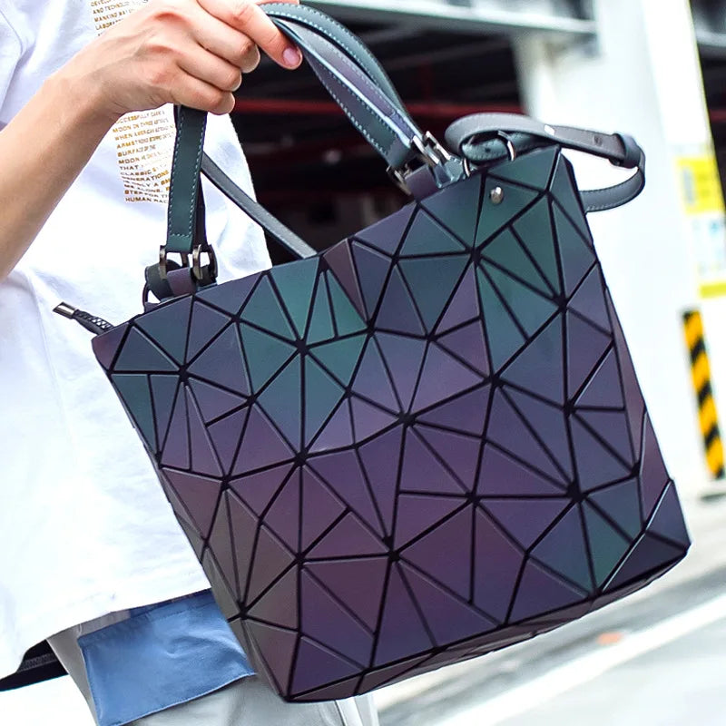 Luminous Reflective Geometric Tote – A Bag That Shines as Bright as You!