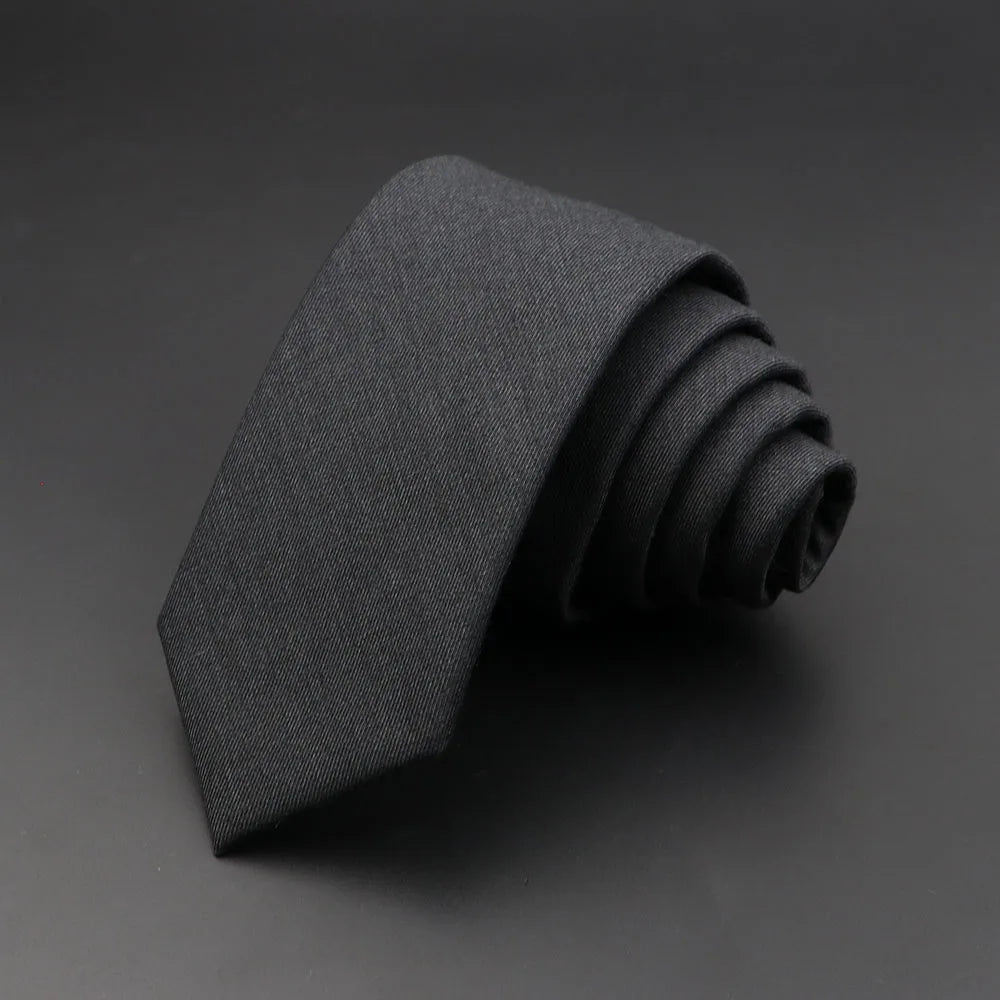 Men’s 6cm Classic Cotton Skinny Tie – Grey Plaid & Striped Design