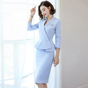 Formal Women’s Blazer and Skirt Set – Business Professional Two-Piece Suit