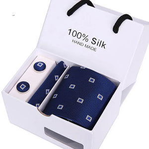 Brand 100% Silk Ties – Extra Long Navy Blue Paisley Necktie Set