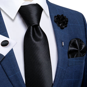 Blue Silver Paisley Neck Tie Set for Men