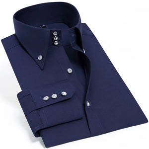 Luxury Silk Cotton Men's Dress Shirt – Slim Fit, Hand-Sewn Elegance