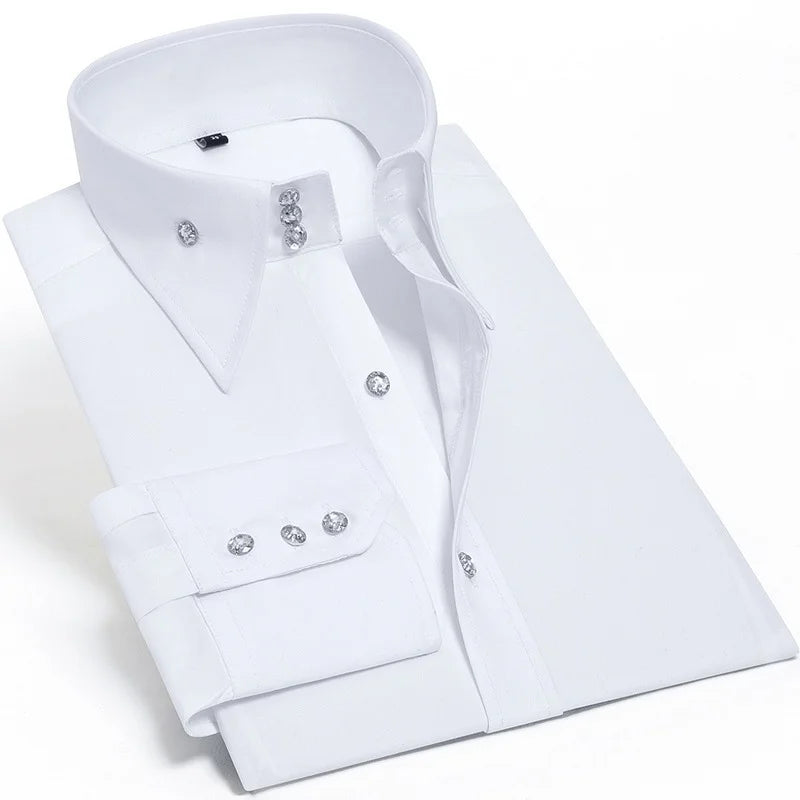 Luxury Silk Cotton Men's Dress Shirt – Slim Fit, Hand-Sewn Elegance