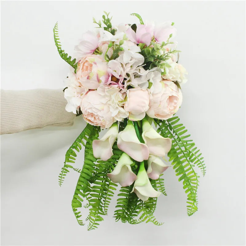 Wedding Bouquet – Silk Roses White Wedding Flowers Bridal Bouquet