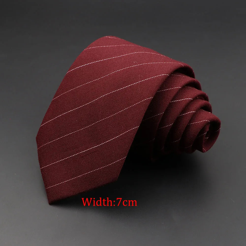 Men’s 6cm Classic Cotton Skinny Tie – Grey Plaid & Striped Design
