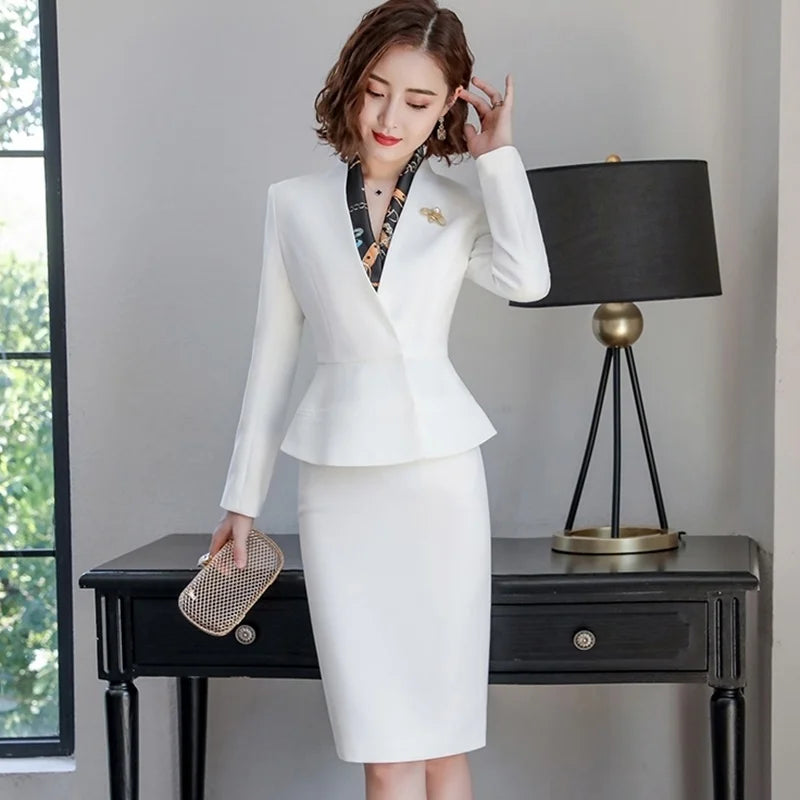 Formal Women’s Blazer and Skirt Set – Business Professional Two-Piece Suit