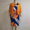 Plus Size Floral Print Turkey Style Office Ladies Coat & Dress Suit for Women