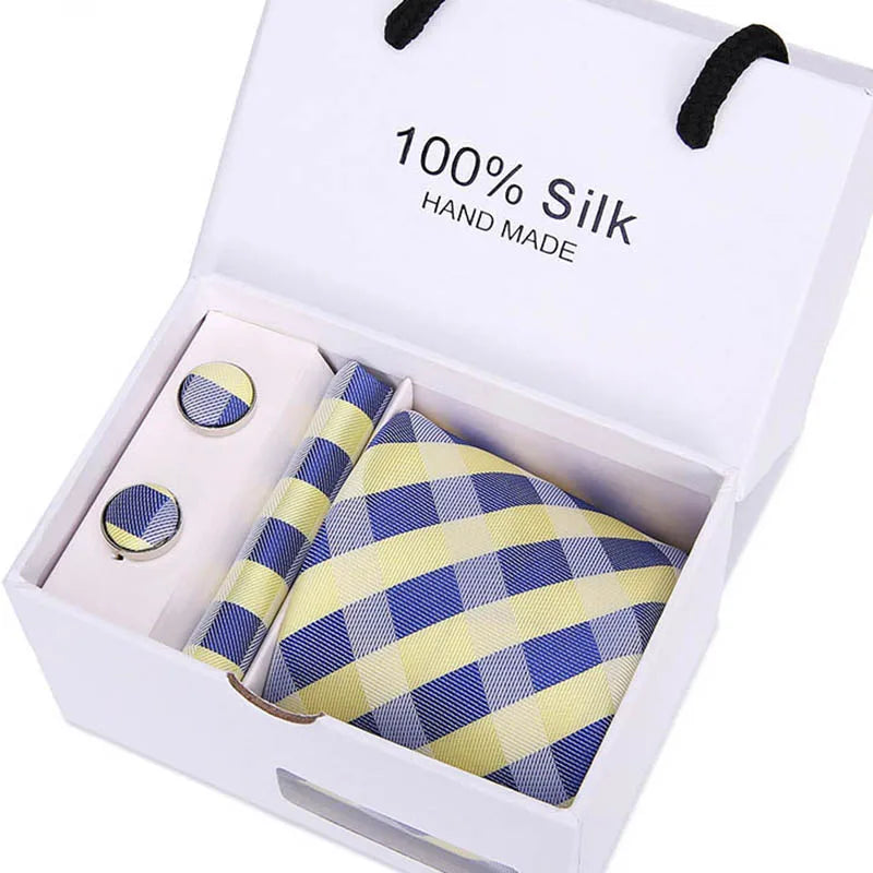 Brand 100% Silk Ties – Extra Long Navy Blue Paisley Necktie Set