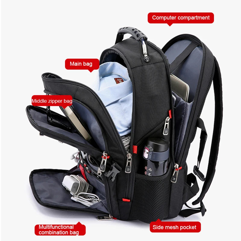 💼 Waterproof Men's Laptop & School Backpack – Swiss-Style, Large Capacity