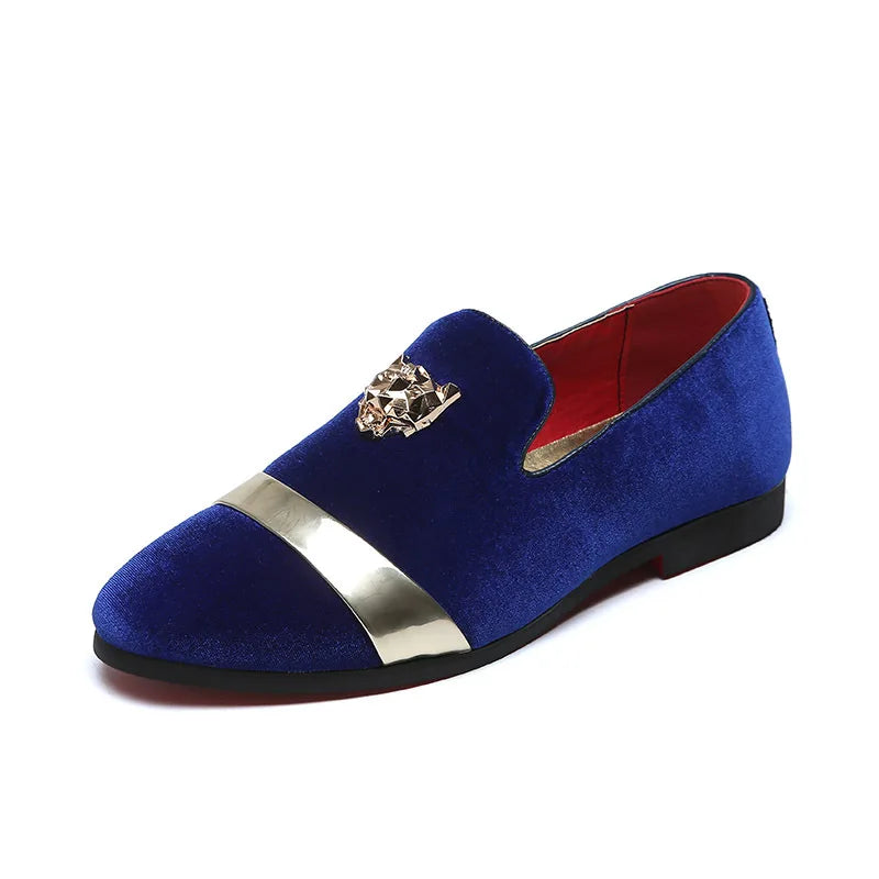 Men’s Fashion Tiger Gold Metal Loafers – Perfect for Weddings & Parties