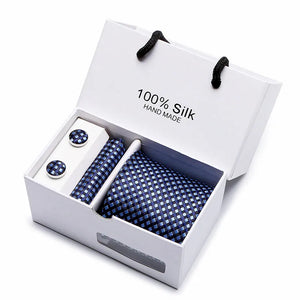 Brand 100% Silk Ties – Extra Long Navy Blue Paisley Necktie Set