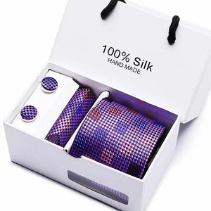Brand 100% Silk Ties – Extra Long Navy Blue Paisley Necktie Set