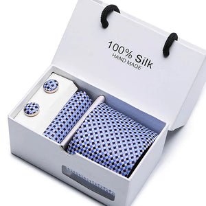 Brand 100% Silk Ties – Extra Long Navy Blue Paisley Necktie Set