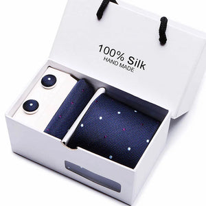 Brand 100% Silk Ties – Extra Long Navy Blue Paisley Necktie Set