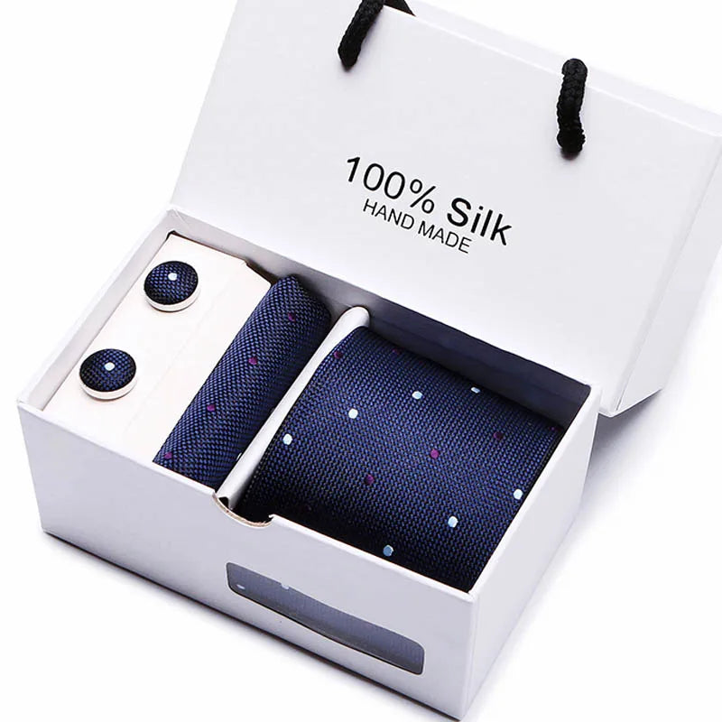 Brand 100% Silk Ties – Extra Long Navy Blue Paisley Necktie Set