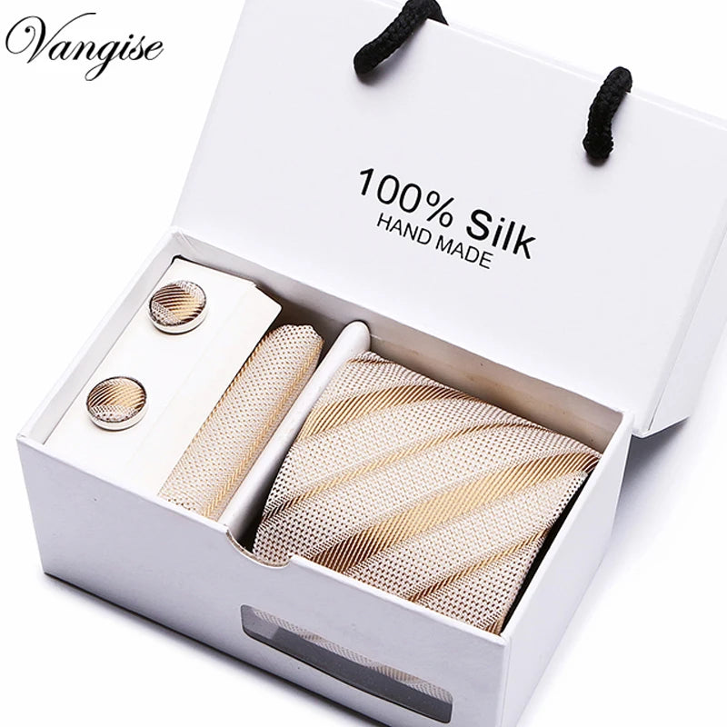 Brand 100% Silk Ties – Extra Long Navy Blue Paisley Necktie Set