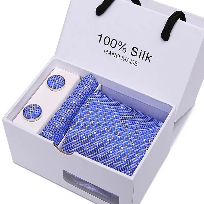 Brand 100% Silk Ties – Extra Long Navy Blue Paisley Necktie Set