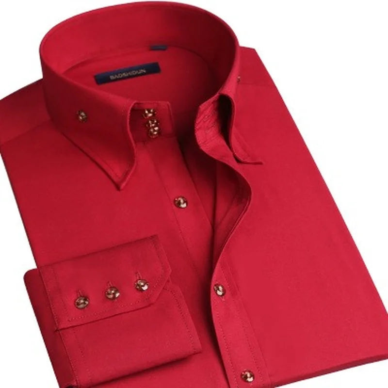 Luxury Silk Cotton Men's Dress Shirt – Slim Fit, Hand-Sewn Elegance