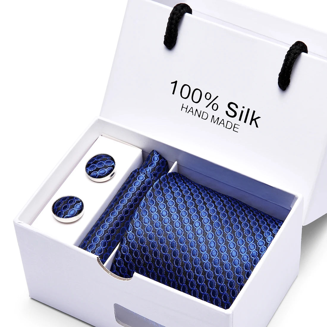 Brand 100% Silk Ties – Extra Long Navy Blue Paisley Necktie Set