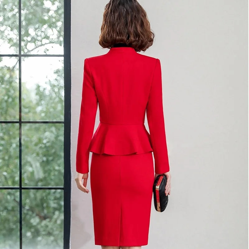 Formal Women’s Blazer and Skirt Set – Business Professional Two-Piece Suit