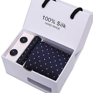 Brand 100% Silk Ties – Extra Long Navy Blue Paisley Necktie Set