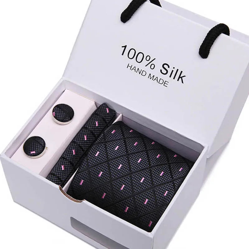Brand 100% Silk Ties – Extra Long Navy Blue Paisley Necktie Set