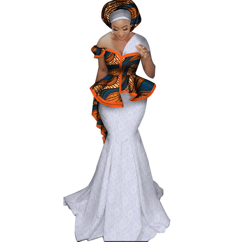 Women's Printed Batik Long Evening Dress