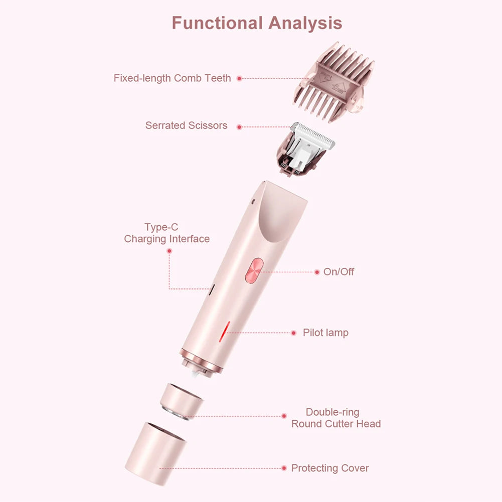 💗 Women’s 2‑in‑1 Electric Razors – Dual‑Head Bikini Trimmer & Shaver