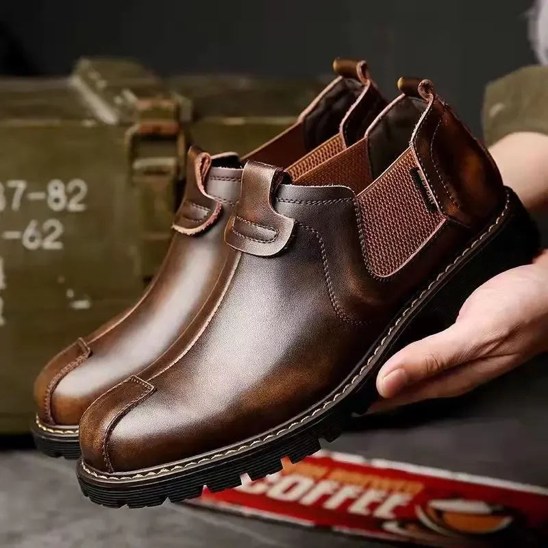 Luxury Men's Chelsea Boots - Retro High-Top Leather Ankle Boots for 2024 Fashion