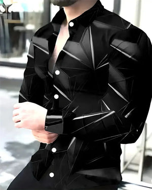 Fashion Men's Long Sleeve Shirts – 3D Geometric Print