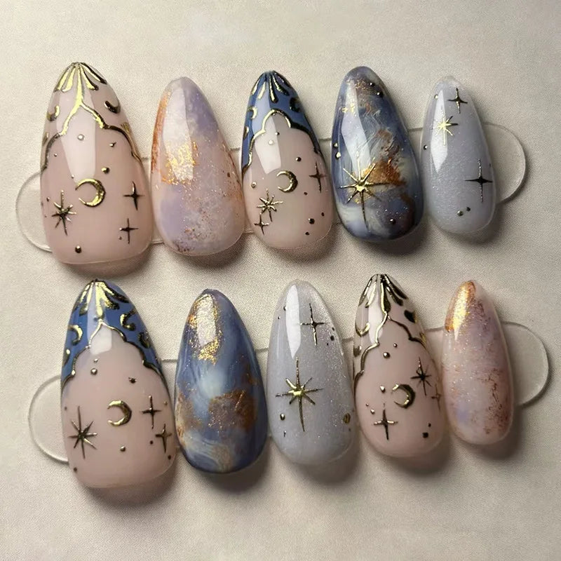 🌸 24pcs Pink Almond Press-On Nails – Sweet Summer Floral with Pearls