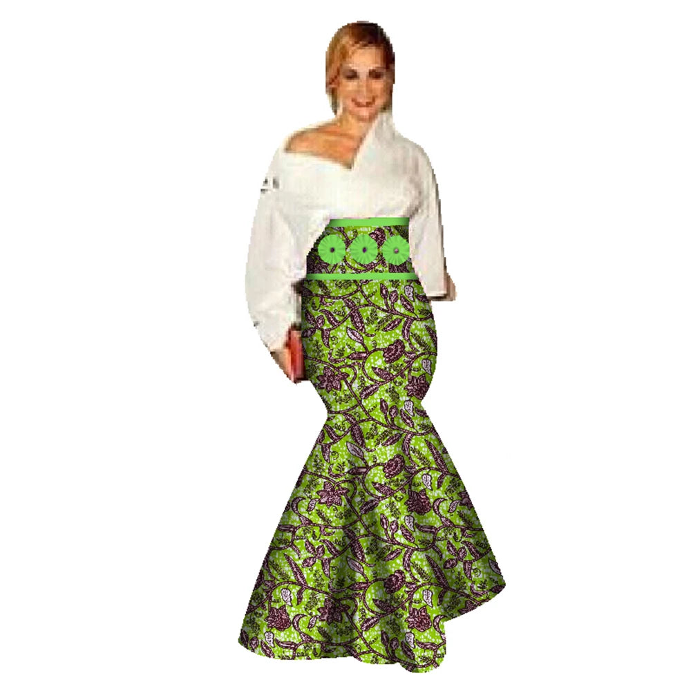 🌸 New African Casual Skirt for Women – Binta Real Wax Batik Cotton Skirt (WY078)