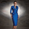 Attractive Sheath Mother of the Bride Dress – 3D Flower Ruched Knee-Length Gown