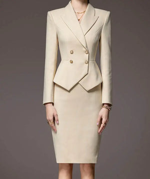 Business Summer Women’s Suit – 2-Piece Jacket & Skirt Set with Peak Lapel