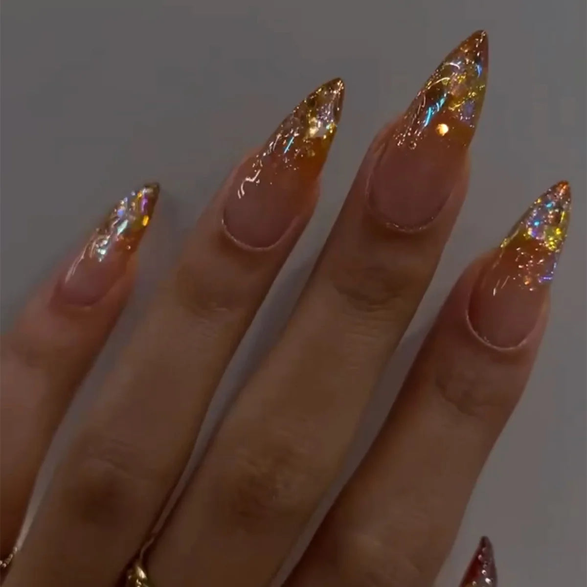 ⭐ 24pcs Simple French Almond Press-On Nails – Chic Stars & Easy Style