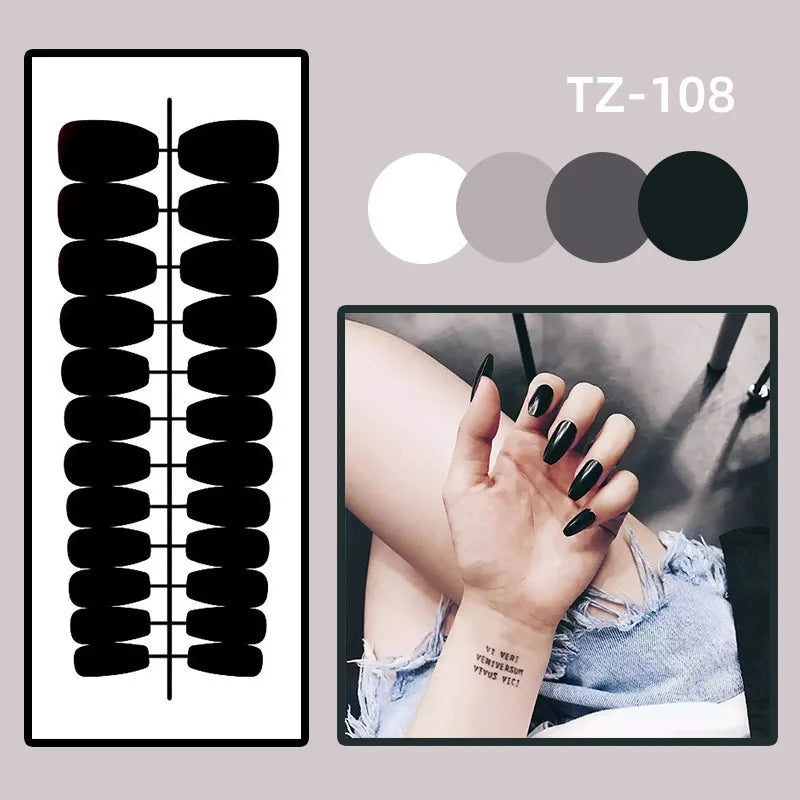 🌸 24pcs Gradient Pink Flower Pearl Press-On Nails – Mid-Length Almond Shape